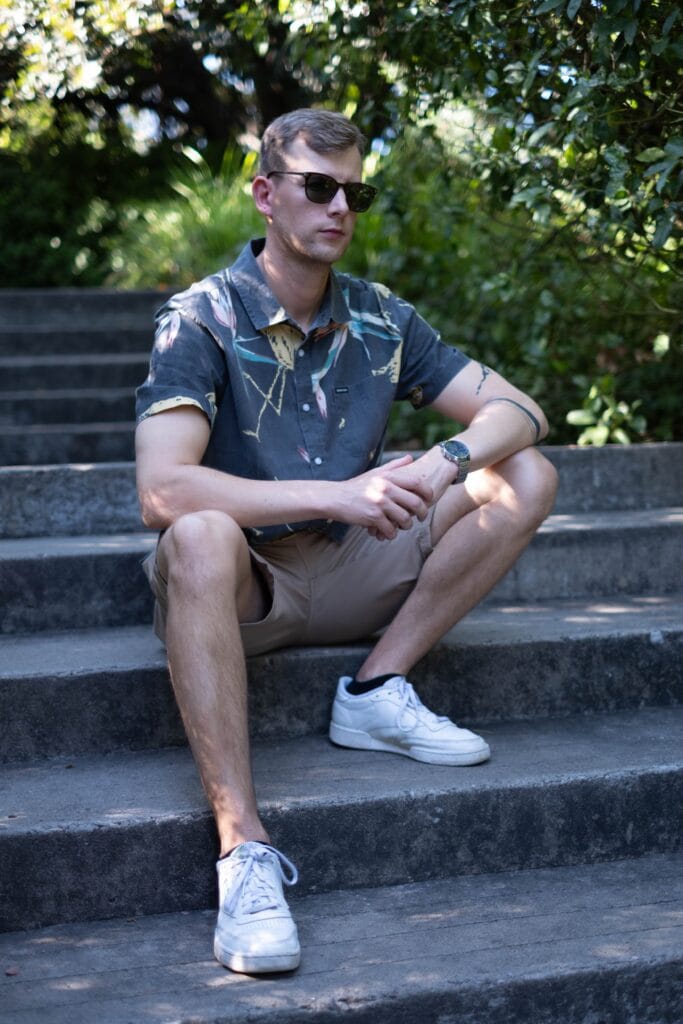 male portrait in Gulbenkian gardens